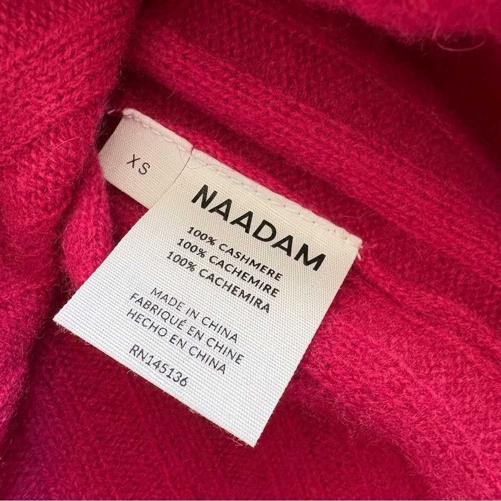 NAADAM Raspberry Pink Cashmere Ribbed Lightweight Sweater, Size XS - Picture 9 of 10